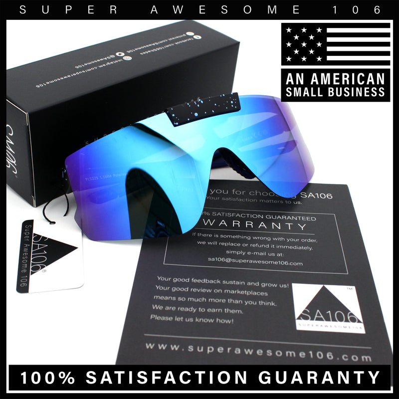 Polarized Mens Flip Up Rimless Oversized Shield Plastic Sport Sunglasses