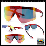 Polarized Mens Flip Up Rimless Oversized Shield Plastic Sport Sunglasses
