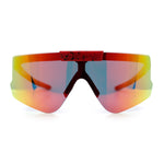 Polarized Mens Flip Up Rimless Oversized Shield Plastic Sport Sunglasses