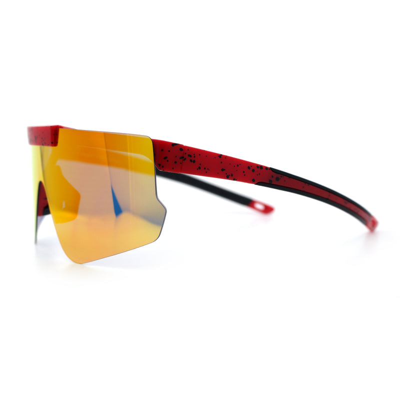 Polarized Mens Flip Up Rimless Oversized Shield Plastic Sport Sunglasses