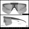 Polarized Mens Flip Up Rimless Oversized Shield Plastic Sport Sunglasses