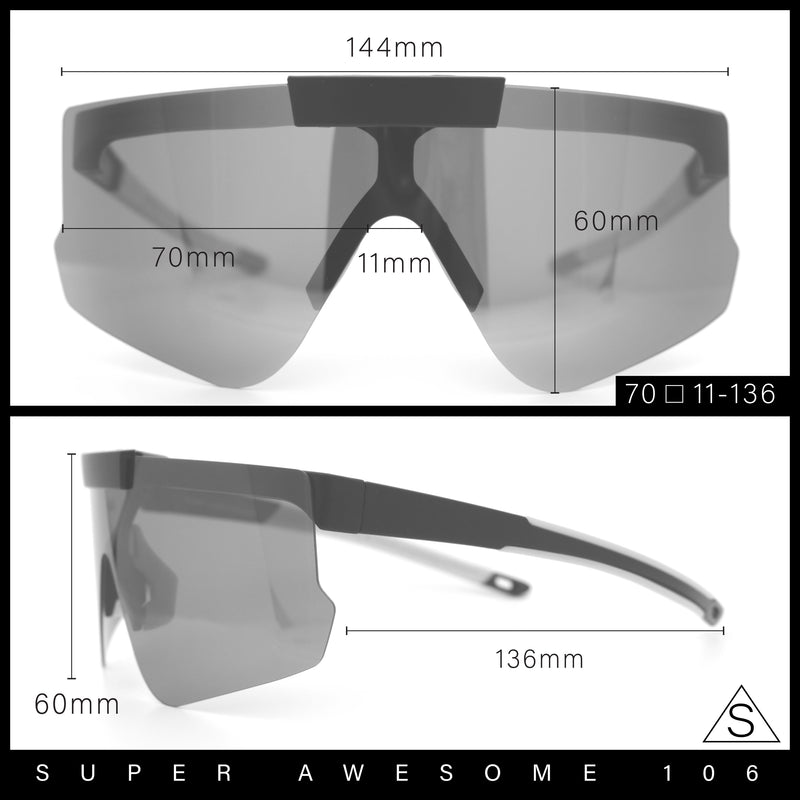 Polarized Mens Flip Up Rimless Oversized Shield Plastic Sport Sunglasses