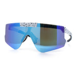 Polarized Mens Flip Up Rimless Oversized Shield Plastic Sport Sunglasses