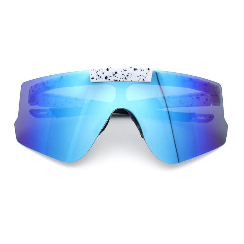 Polarized Mens Flip Up Rimless Oversized Shield Plastic Sport Sunglasses