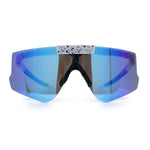Polarized Mens Flip Up Rimless Oversized Shield Plastic Sport Sunglasses
