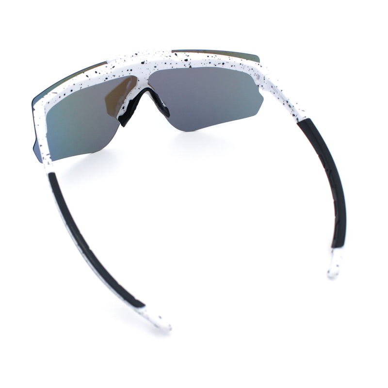 Polarized Mens Flip Up Rimless Oversized Shield Plastic Sport Sunglasses