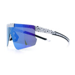 Polarized Mens Flip Up Rimless Oversized Shield Plastic Sport Sunglasses