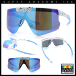 Polarized Mens Flip Up Rimless Oversized Shield Plastic Sport Sunglasses