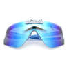 Polarized Mens Flip Up Rimless Oversized Shield Plastic Sport Sunglasses