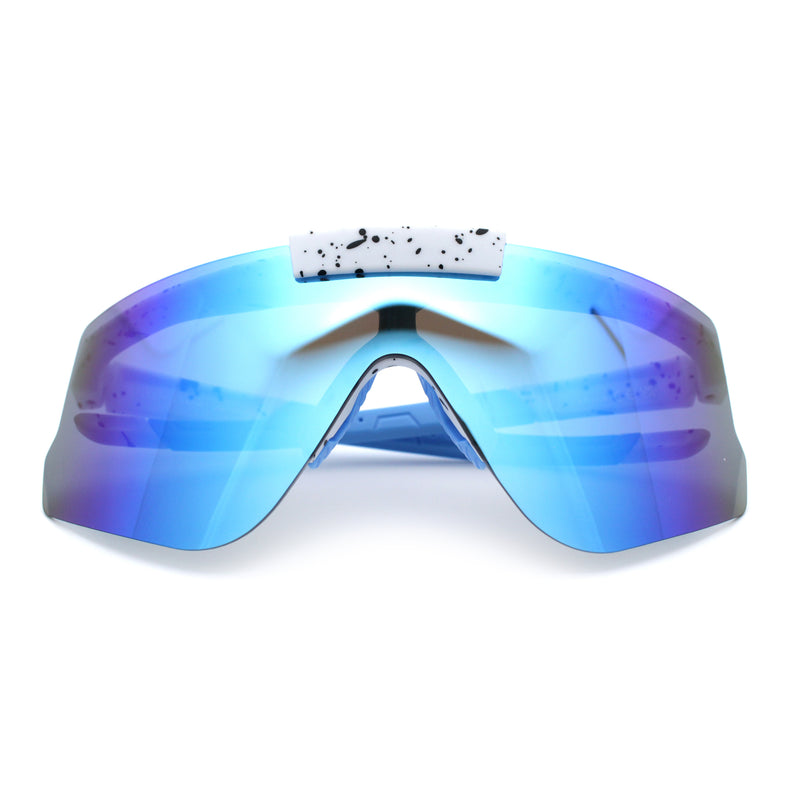 Polarized Mens Flip Up Rimless Oversized Shield Plastic Sport Sunglasses