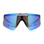 Polarized Mens Flip Up Rimless Oversized Shield Plastic Sport Sunglasses