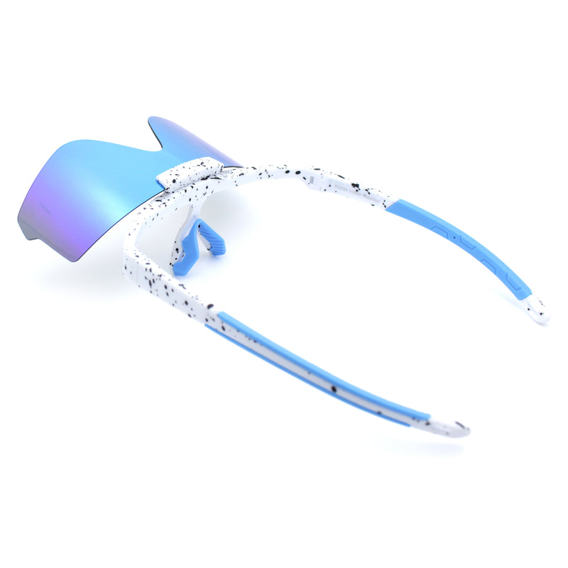Polarized Mens Flip Up Rimless Oversized Shield Plastic Sport Sunglasses