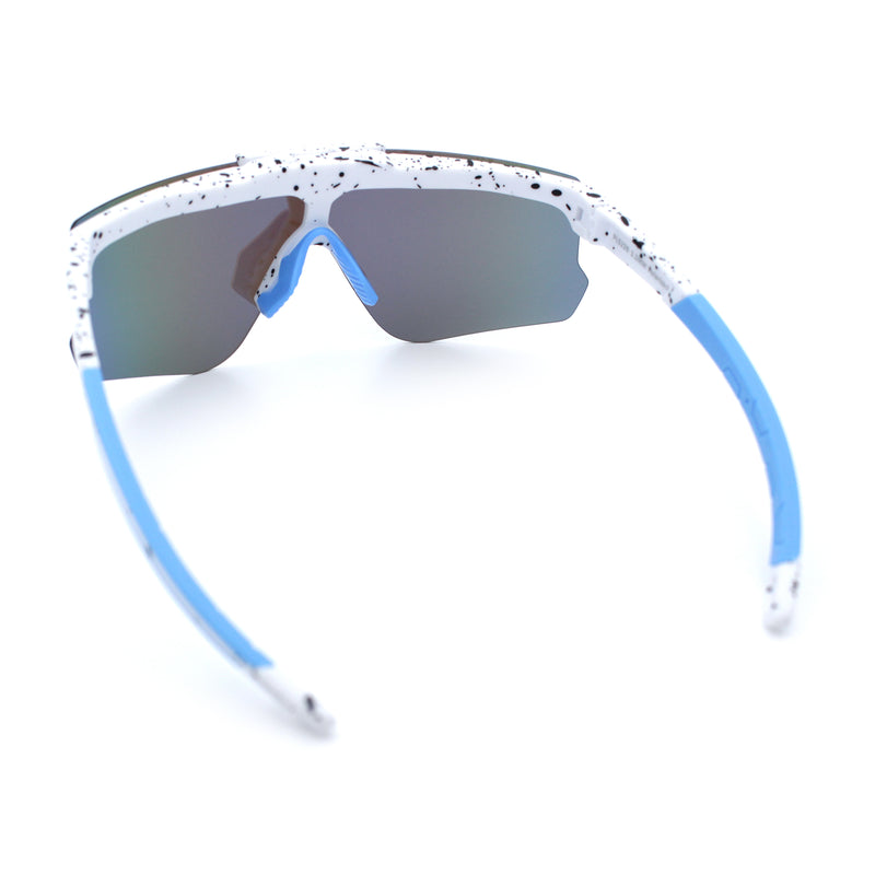 Polarized Mens Flip Up Rimless Oversized Shield Plastic Sport Sunglasses