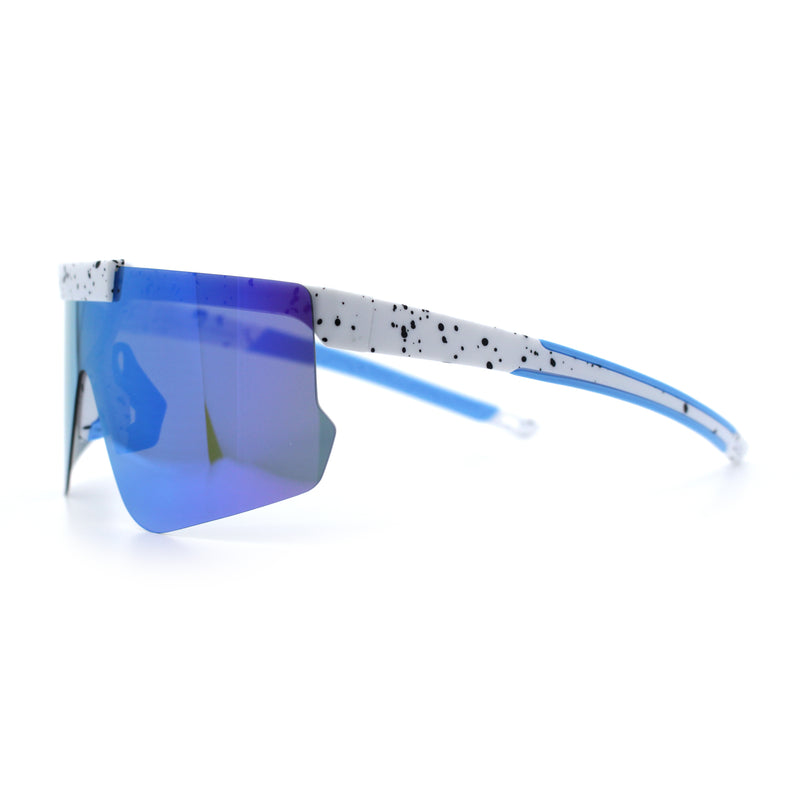 Polarized Mens Flip Up Rimless Oversized Shield Plastic Sport Sunglasses