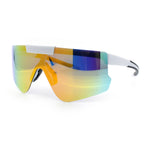 Polarized Mens Flip Up Rimless Oversized Shield Plastic Sport Sunglasses