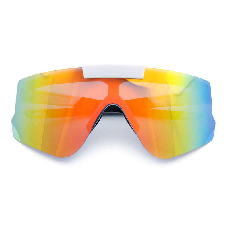 Polarized Mens Flip Up Rimless Oversized Shield Plastic Sport Sunglasses