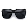 Polarized Fit Over Retro Rectangle Horn Rim Inset Lens Plastic Sunglasses