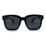 Polarized Fit Over Retro Rectangle Horn Rim Inset Lens Plastic Sunglasses