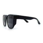 Polarized Fit Over Retro Rectangle Horn Rim Inset Lens Plastic Sunglasses