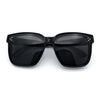 Polarized Fit Over Retro Rectangle Horn Rim Inset Lens Plastic Sunglasses