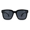 Polarized Fit Over Retro Rectangle Horn Rim Inset Lens Plastic Sunglasses