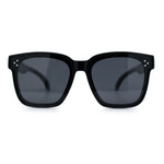 Polarized Fit Over Retro Rectangle Horn Rim Inset Lens Plastic Sunglasses