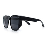 Polarized Fit Over Retro Rectangle Horn Rim Inset Lens Plastic Sunglasses