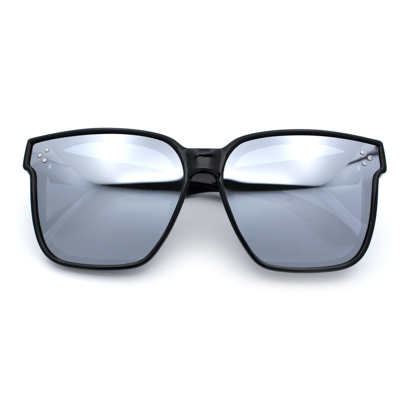 Polarized Fit Over Retro Rectangle Horn Rim Inset Lens Plastic Sunglasses