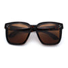 Polarized Fit Over Retro Rectangle Horn Rim Inset Lens Plastic Sunglasses