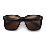 Polarized Fit Over Retro Rectangle Horn Rim Inset Lens Plastic Sunglasses
