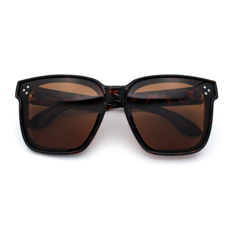 Polarized Fit Over Retro Rectangle Horn Rim Inset Lens Plastic Sunglasses