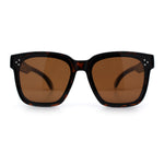 Polarized Fit Over Retro Rectangle Horn Rim Inset Lens Plastic Sunglasses
