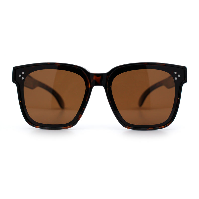 Polarized Fit Over Retro Rectangle Horn Rim Inset Lens Plastic Sunglasses