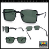 Mens Rimless Narrow Rectangle Dimensional Metal Frame Sunglasses