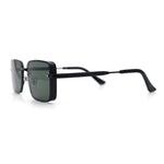 Mens Rimless Narrow Rectangle Dimensional Metal Frame Sunglasses