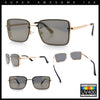 Mens Rimless Narrow Rectangle Dimensional Metal Frame Sunglasses