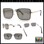 Mens Rimless Narrow Rectangle Dimensional Metal Frame Sunglasses