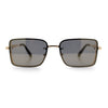 Mens Rimless Narrow Rectangle Dimensional Metal Frame Sunglasses