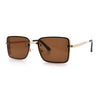Mens Rimless Narrow Rectangle Dimensional Metal Frame Sunglasses