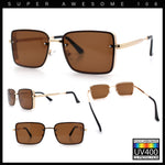 Mens Rimless Narrow Rectangle Dimensional Metal Frame Sunglasses