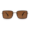 Mens Rimless Narrow Rectangle Dimensional Metal Frame Sunglasses