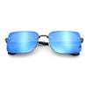 Mens Rimless Narrow Rectangle Dimensional Metal Frame Sunglasses