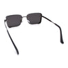 Mens Rimless Narrow Rectangle Dimensional Metal Frame Sunglasses