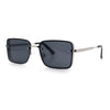 Mens Rimless Narrow Rectangle Dimensional Metal Frame Sunglasses