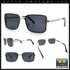 Mens Rimless Narrow Rectangle Dimensional Metal Frame Sunglasses