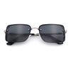 Mens Rimless Narrow Rectangle Dimensional Metal Frame Sunglasses