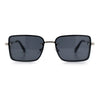 Mens Rimless Narrow Rectangle Dimensional Metal Frame Sunglasses