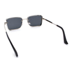 Mens Rimless Narrow Rectangle Dimensional Metal Frame Sunglasses