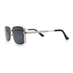 Mens Rimless Narrow Rectangle Dimensional Metal Frame Sunglasses