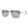 Mens Rimless Narrow Rectangle Dimensional Metal Frame Sunglasses
